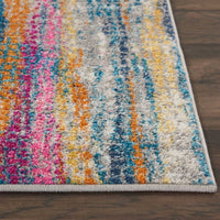 2’ x 6’ Gray Colorful Abstract Stripes Runner Rug