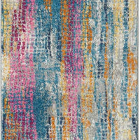 2’ x 8’ Gray Colorful Abstract Stripes Runner Rug