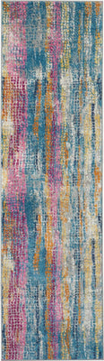 2’ x 8’ Gray Colorful Abstract Stripes Runner Rug