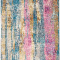 7’ x 10’ Gray Colorful Abstract Stripes Area Rug