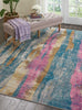 8’ x 10’ Gray Colorful Abstract Stripes Area Rug