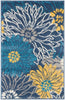 2’ x 3’ Blue Tropical Flower Scatter Rug