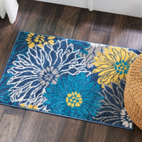 2’ x 3’ Blue Tropical Flower Scatter Rug