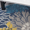 5’ Round Blue Tropical Flower Area Rug