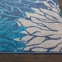 8’ x 10’ Blue Tropical Flower Area Rug