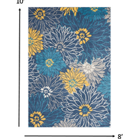 8’ x 10’ Blue Tropical Flower Area Rug