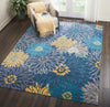 8’ x 10’ Blue Tropical Flower Area Rug