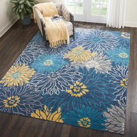 8’ x 10’ Blue Tropical Flower Area Rug