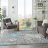 8’ x 10’ Charcoal and Blue Big Flower Area Rug