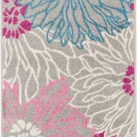 2’ x 6’ Gray and Pink Tropical Flower Runner Rug