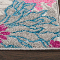 2’ x 6’ Gray and Pink Tropical Flower Runner Rug