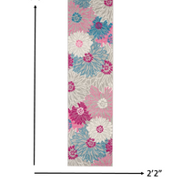 2’ x 8’ Gray and Pink Tropical Flower Runner Rug