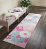 2’ x 8’ Gray and Pink Tropical Flower Runner Rug