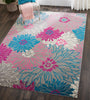 7’ x 10’ Gray and Pink Tropical Flower Area Rug