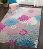 7’ x 10’ Gray and Pink Tropical Flower Area Rug