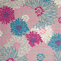 8’ x 10’ Gray and Pink Tropical Flower Area Rug