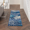 2’ x 6’ Navy and Ivory Floral Runner Rug