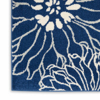 2’ x 6’ Navy and Ivory Floral Runner Rug