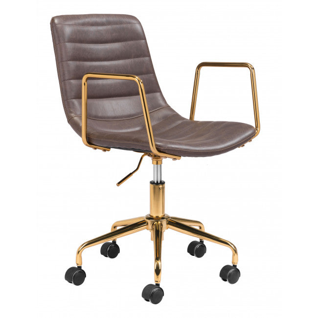 Brown and Gold Rolling Swivel Office Chair