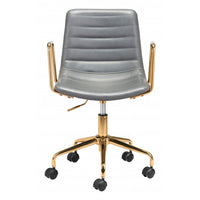 Gray and Gold Rolling Swivel Office Chair
