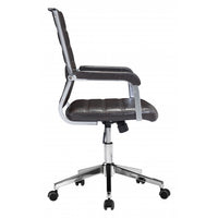 Brown Channeled Faux Leather Rolling Office Chair
