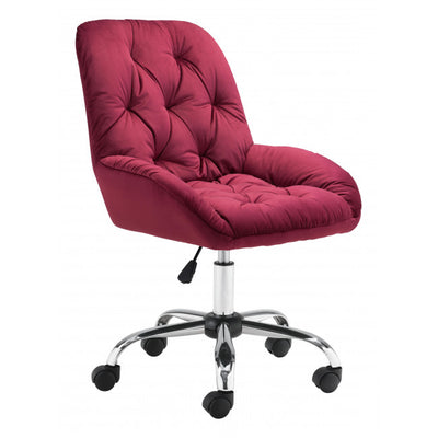 Extra Comfy Red Velvet Rolling Office Chair