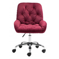 Extra Comfy Red Velvet Rolling Office Chair