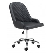 Black Quilted Back Faux Leather Swivel Office Chair