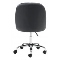 Black Quilted Back Faux Leather Swivel Office Chair