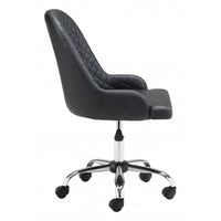 Black Quilted Back Faux Leather Swivel Office Chair