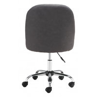 Gray Quilted Back Faux Leather Swivel Office Chair