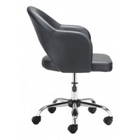 Black Faux Leather Curved Open Back Office Chair