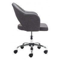 Gray Faux Leather Curved Open Back Office Chair