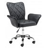 Black Faux Leather Flared Arms Swivel Office Chair