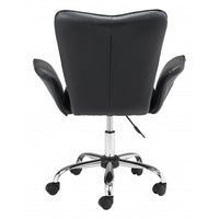 Black Faux Leather Flared Arms Swivel Office Chair