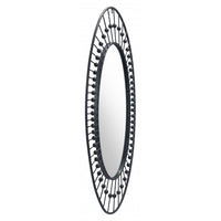 Oval Black Finish Spokes and Beads Wall Mirror