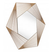 Octagonal Lines Gold Finish Wall Mirror