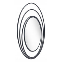 Concentric Circles Black Finish Wall Mirror