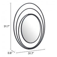 Concentric Circles Black Finish Wall Mirror