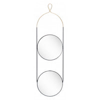 Double Gold and Black Round Hanging Mirror