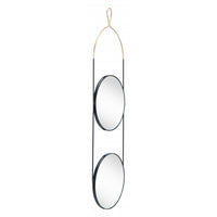 Double Gold and Black Round Hanging Mirror