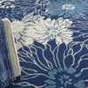 7’ x 10’ Navy and Ivory Floral Area Rug