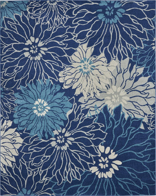 8’ x 10’ Navy and Ivory Floral Area Rug