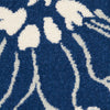 8’ Round Navy and Ivory Floral Area Rug