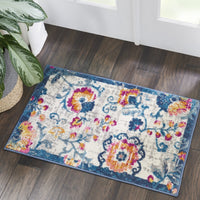 2’ x 3’ Ivory and Blue Floral Vines Scatter Rug