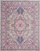 8’ x 10’ Light Gray and Pink Medallion Area Rug