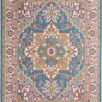 7’ x 10’ Teal and Pink Medallion Area Rug