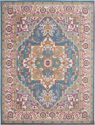 7’ x 10’ Teal and Pink Medallion Area Rug