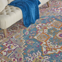 7’ x 10’ Teal and Pink Medallion Area Rug