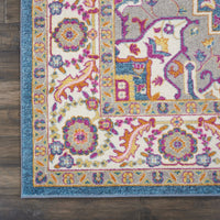 7’ x 10’ Teal and Pink Medallion Area Rug